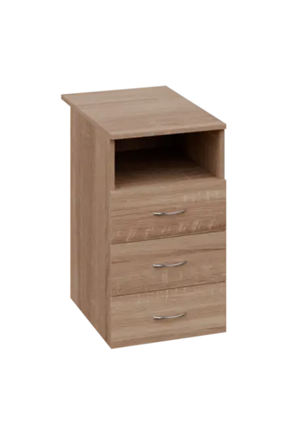 CKC 1 - 74 kontejner přístavný, 3-zásuvkový/nika, deska 18 mm, centrální zámek, dub bardolino